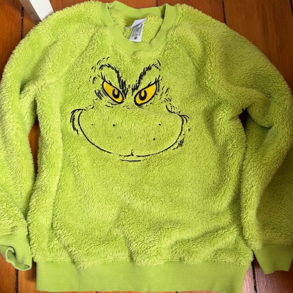 Kids Hanna Andersson Lime Grinch Fuzzy Pullover Size 130 cm size 8